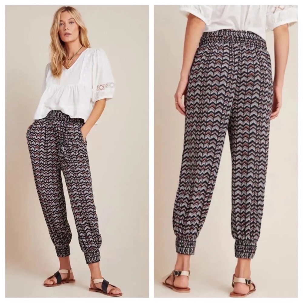 Anthropologie Abstract Print Cinch Jogger Pant Size Small Pull On Stretchy Waist